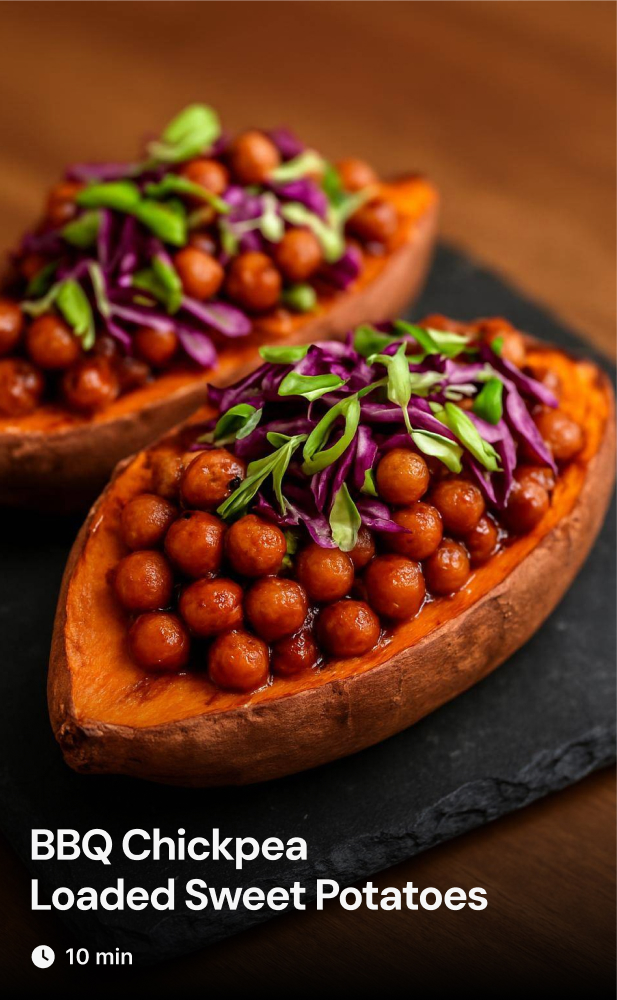 BBQ Chickpea Loaded Sweet Potatoes